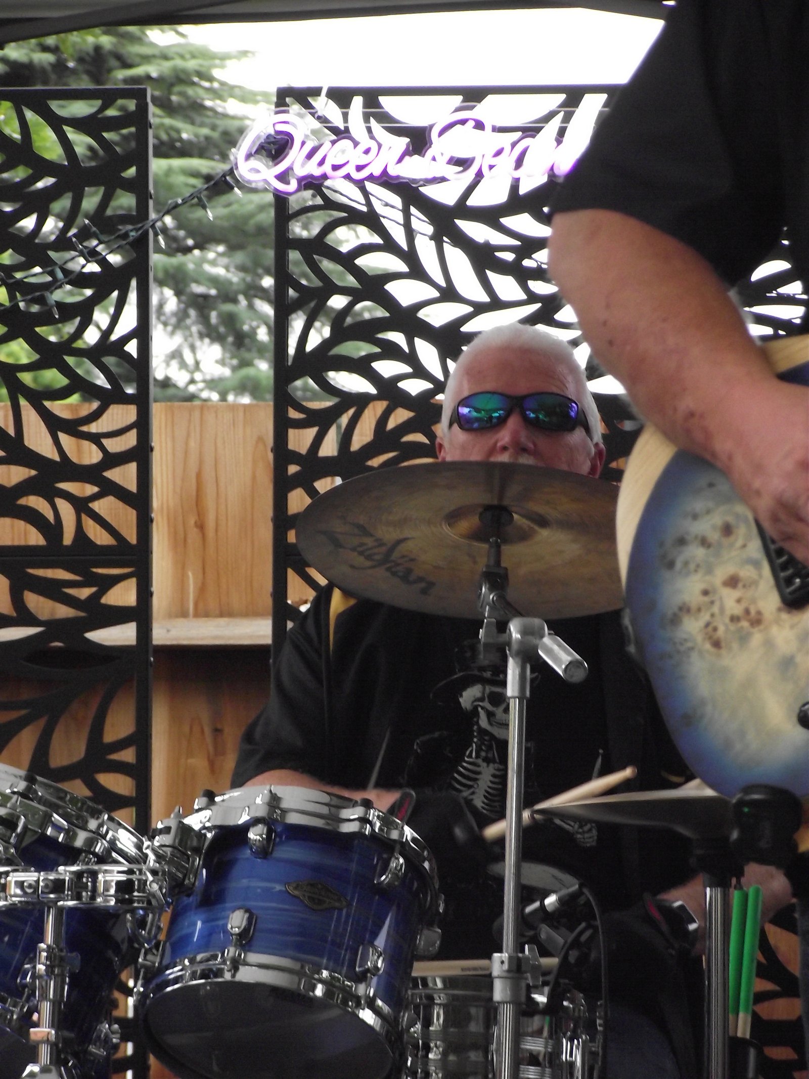 Gilbert hiding behind his drums